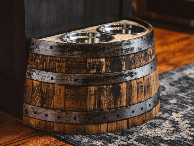 Bourbon Barrel Dog Bowl Holder - Pet Supplies Free Shipping