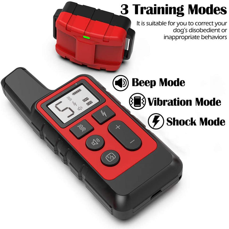 Rechargeable Dog Training Collar for Small, Medium and Large Dogs with Remote, Waterproof, 3 Training Modes