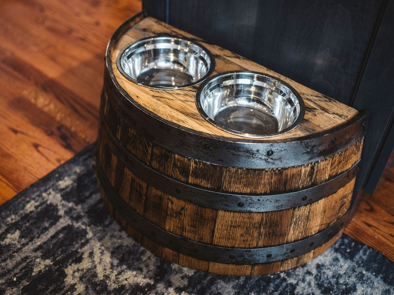 Bourbon Barrel Dog Bowl Holder - Pet Supplies Free Shipping