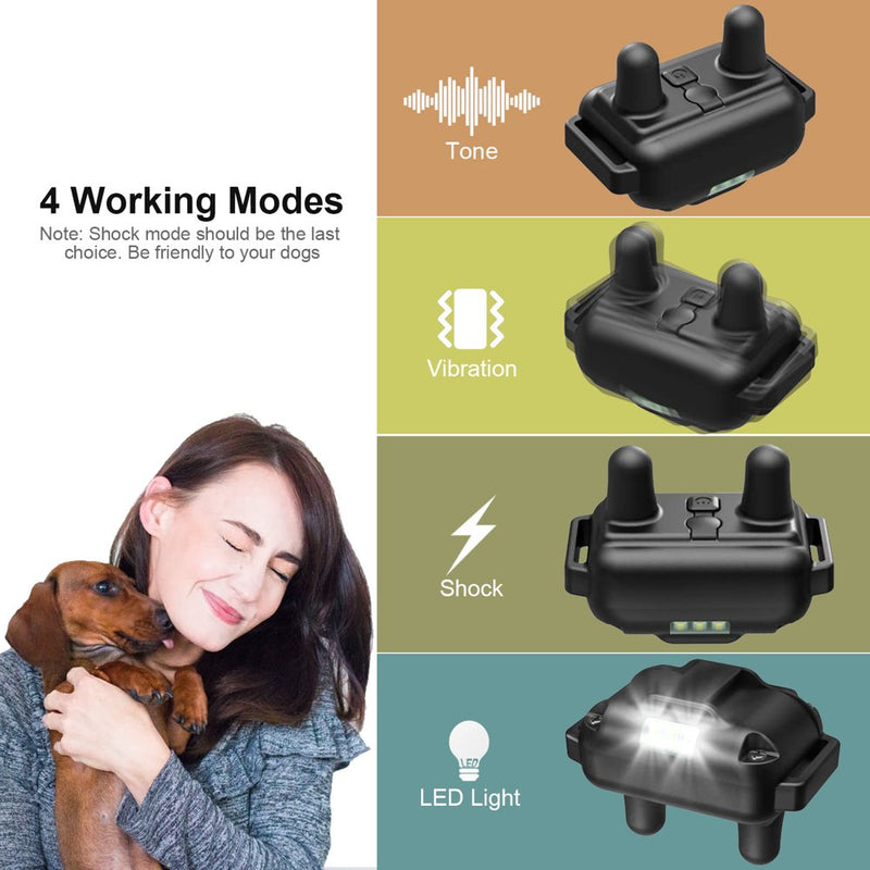 Dog Training Electric Collar 2600Ft Remote 4 Modes Light Beep Vibration Shock Waterproof