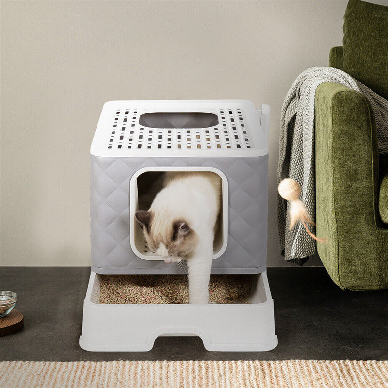 Bingopaw High Quality Jumbo Cat Litter Box Cat Odorless Enclosed Pan Tray House