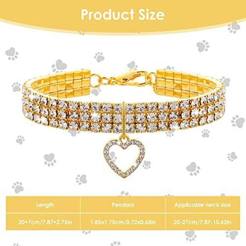 Pet Collar with Rhinestones, Adjustable 3 Rows Crystal Diamond Cat Dog Collar