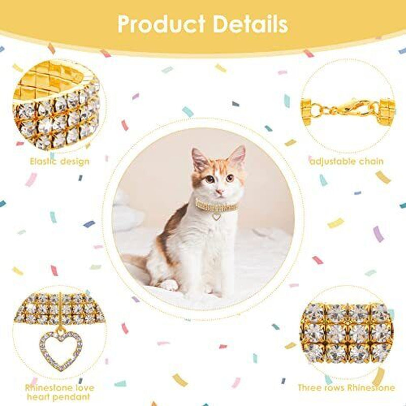 Pet Collar with Rhinestones, Adjustable 3 Rows Crystal Diamond Cat Dog Collar