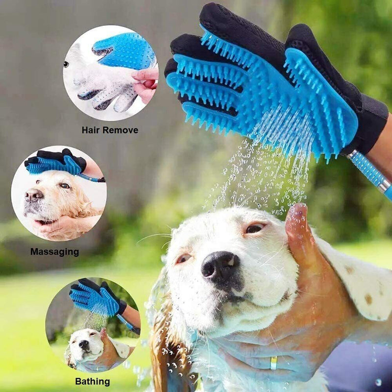 Pet Shower Sprayer Massaging Glove Pet Scrubber Attachment Set for Pet Bathing, Dog Shower Sprayer with 98.5 Inches Hose & 3 Adapters