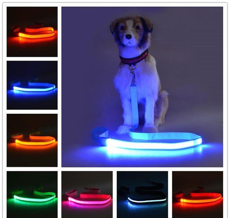 4FT LED PET GLOW-IN -THE-DARK LEASH Dog Cat Night Safety Neck Flash (1FT Light)