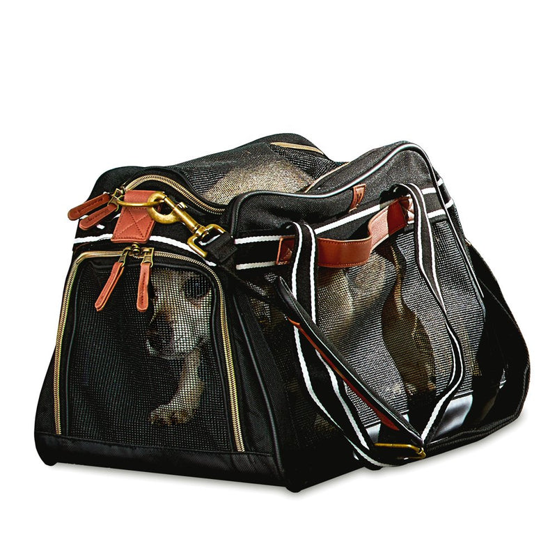 Vibrant Life Small Pet Travel Carrier, Black and Tan, 17" X 10.5" X 11"