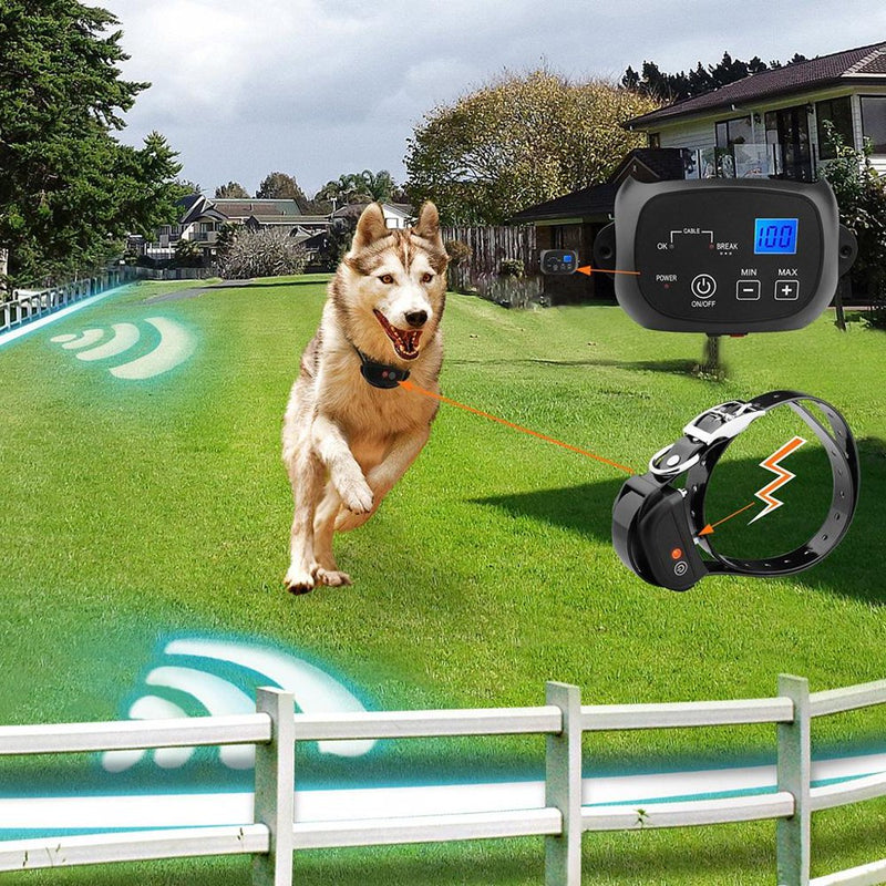 Wireless Fence,Wireless Fence System Training Collar Outdoor,Electric for Dogs Pet Containment Electronic,Shock Flags Rechargeable Run Collars Invisible,Cat Fences the Yard Perimeter