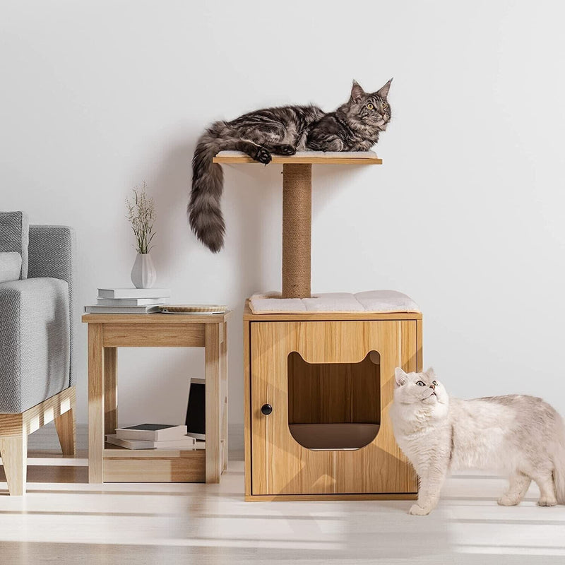 Cat Litter Box Enclosure Wooden Cat House with Hidden Cat Washroom Furniture
