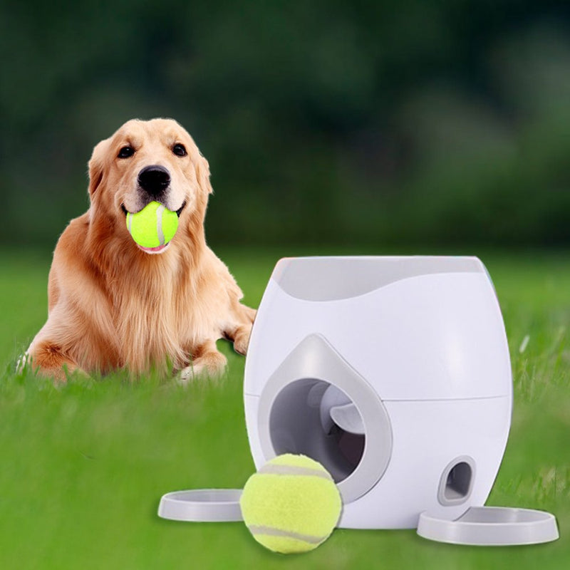 Automatic Pet Feeder Fetch Tennis Ball Dog Training Toys Interactive Throwing Ball Machine