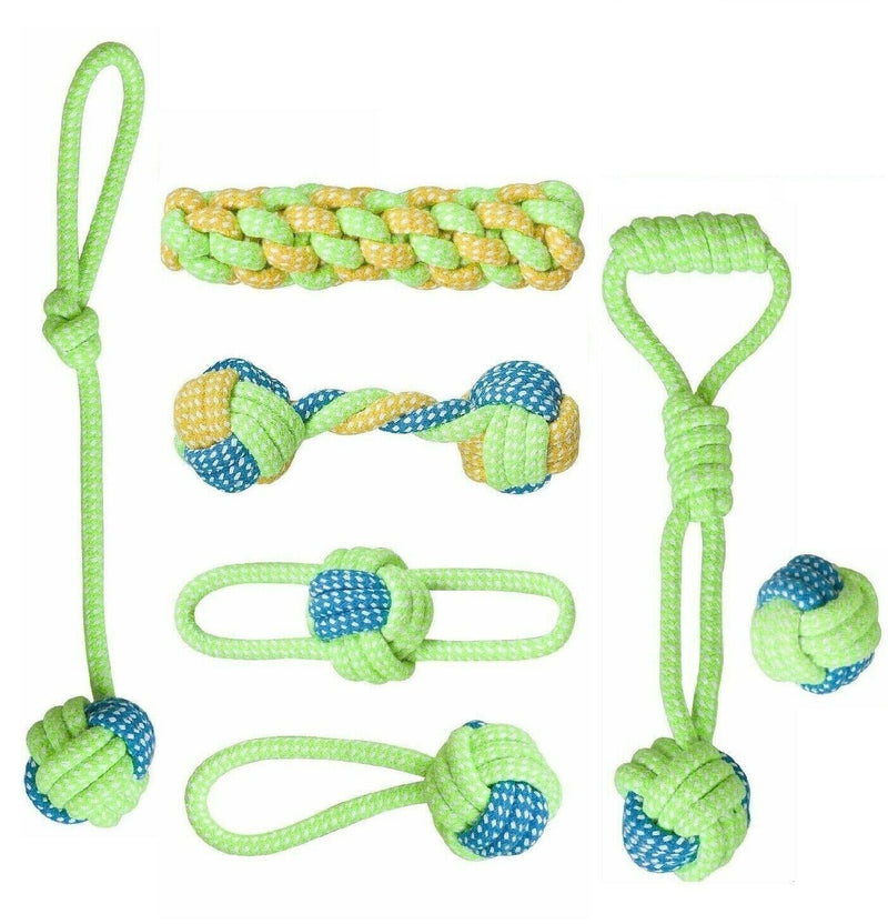 7Pcs Dog Rope Toys Braided Rope Chew Play for Aggressive Chewers Lot Ball Toys