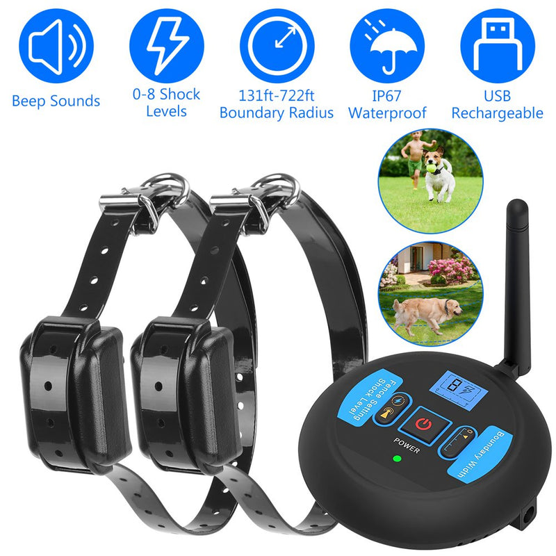 Wireless Electric Dog Fence,  Dog Training Collar Pet Shock Boundary Containment System, Electric Training Collar for Small Medium Large Dogs