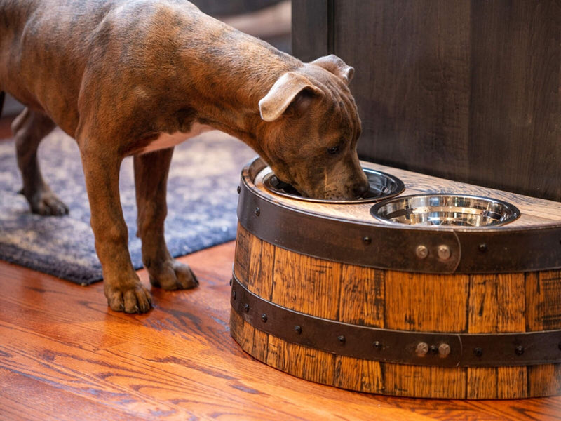 Bourbon Barrel Dog Bowl Holder - Pet Supplies Free Shipping