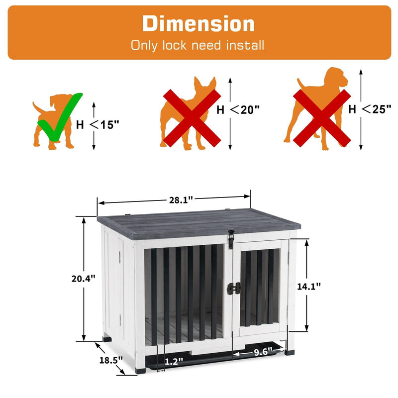 Lovupet Wooden Dog Crate Furniture, No Assembly Portable Small Pet Crate, 0651