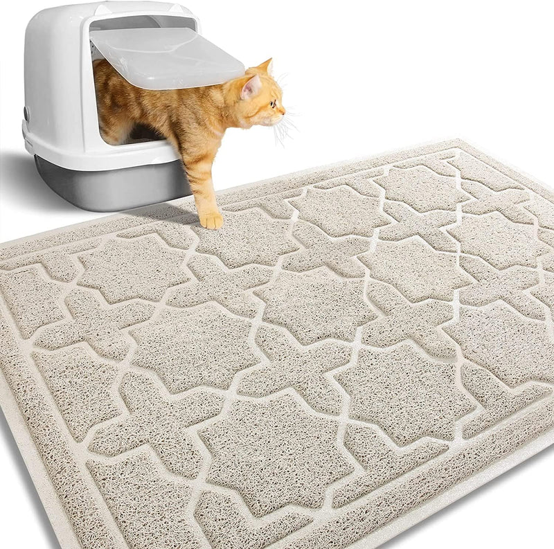 Cat Litter Mat, 24"X20" Litter Box Mat with Litter Lock Mesh, Soft Durable Cat Litter Mat Litter Trapping Mat, Easy to Clean, Non-Slip, Water Resistant, Litter Free Floors, Light Coffe