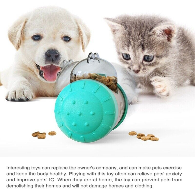 Automatic Pet Feeder Dog Cat Food Dispenser Tumbler Bowl Interactive Ball Toy