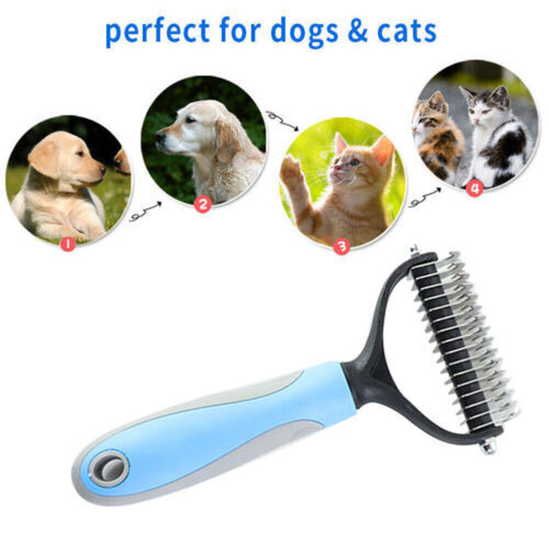 Professional 2 Sided Undercoat Dog Cat Shedding Comb Brush Pet Grooming Tool