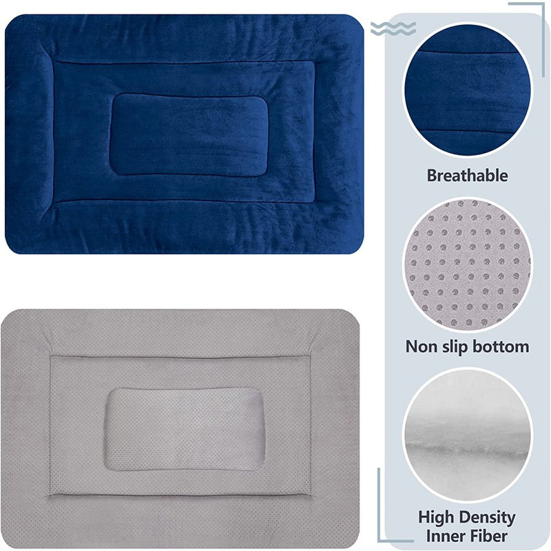 PROCIPE Pet Bed Washable Dog Crate Mat Anti-Slip Pads for Small Medium Dog 35 Inch Blue