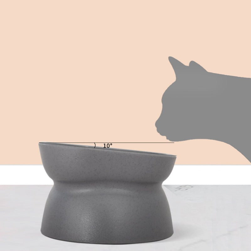 Cat Elevated Bowls 10° Tilted Raised Dish Pet Plastic Feeding Bowl Food Dishes