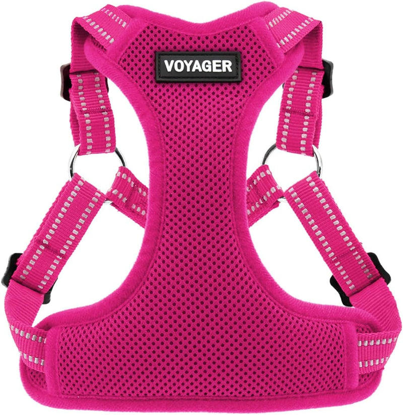 Best Pet Supplies Voyager Adjustable Dog Harness Leash Set with Reflective Stripes for Walking Heavy-Duty Full Body No Pull Vest with Leash D-Ring, Breathable All-Weather - Harness (Pink), S