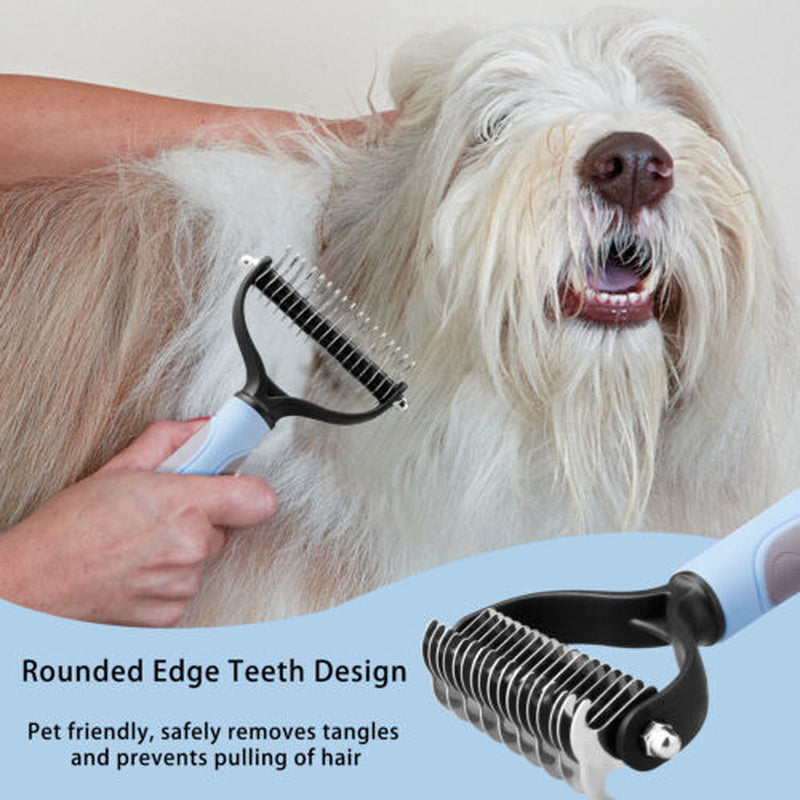 Professional 2 Sided Undercoat Dog Cat Shedding Comb Brush Pet Grooming Tool