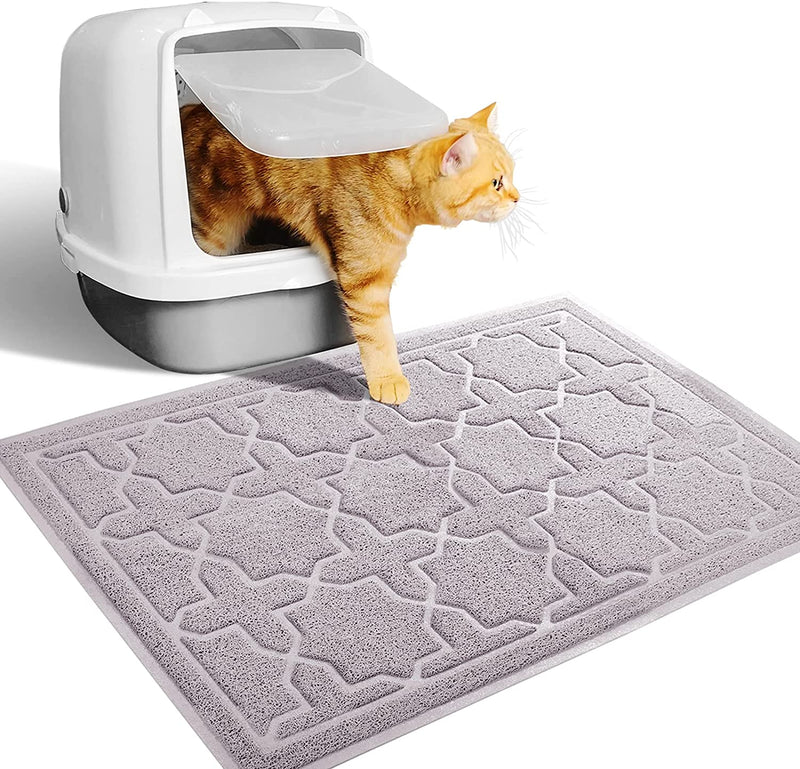 Cat Litter Mat, 24"X20" Litter Box Mat with Litter Lock Mesh, Soft Durable Cat Litter Mat Litter Trapping Mat, Easy to Clean, Non-Slip, Water Resistant, Litter Free Floors, Light Coffe