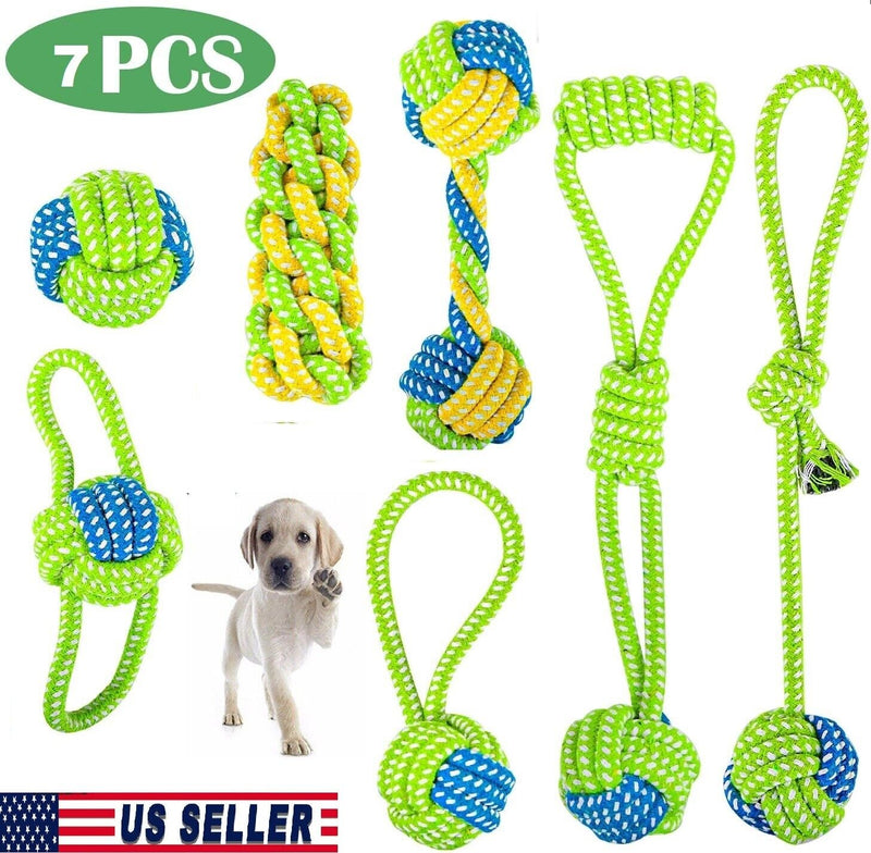 7Pcs Dog Rope Toys Braided Rope Chew Play for Aggressive Chewers Lot Ball Toys