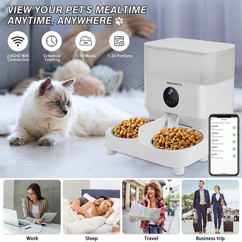 Automatic Cat Feeder Wifi Pet Feeder with 1080P Camera Auto Dog Food Dispenser