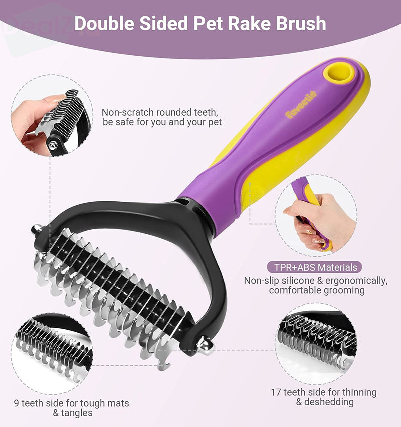 Pet Grooming Brush Double Sided Shedding Dematting Brush for Dogs/Cats Nail 3 PC