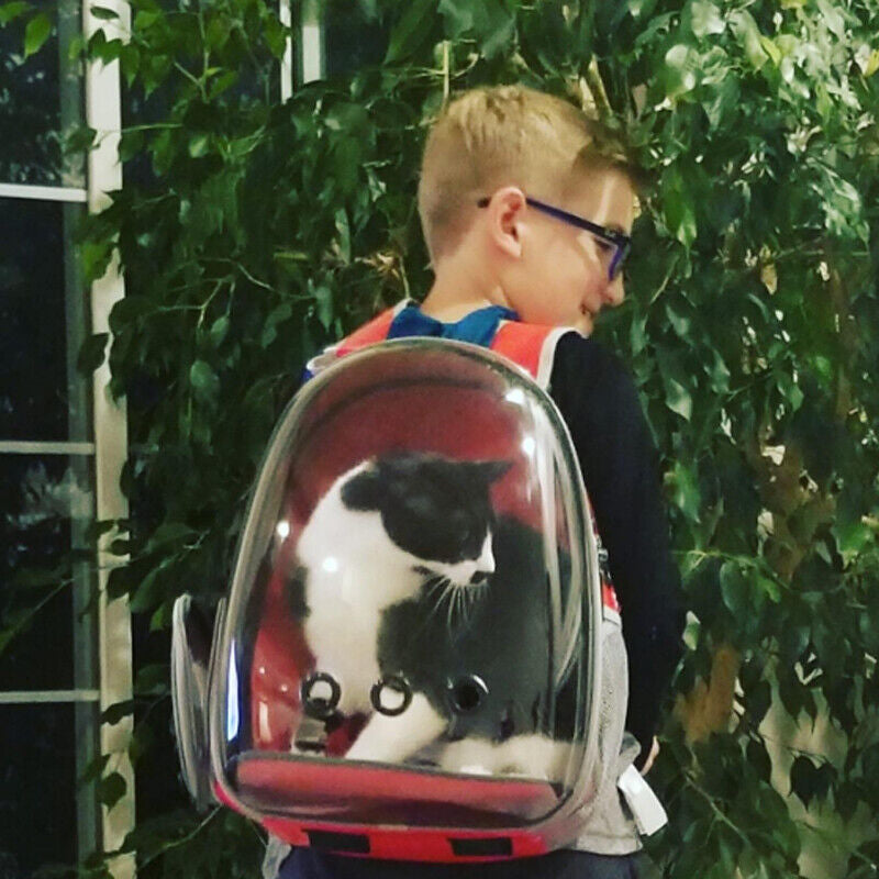 Pet Portable Carrier Backpack Space Capsule Travel Dog Cat Bag Transparent