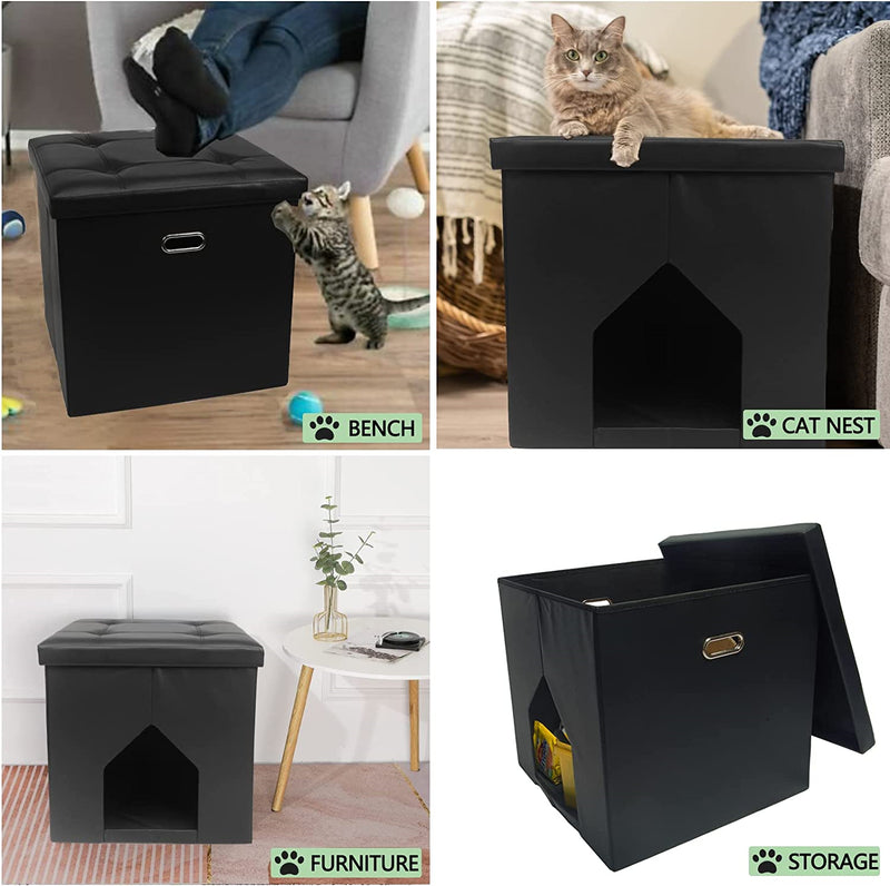 Cat Litter Box Enclosure Furniture Hidden - Dog Proof Cat Toilet House, Hooded