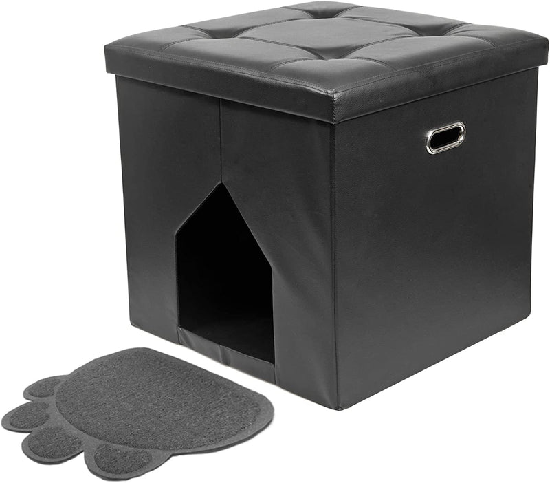 Cat Litter Box Enclosure Furniture Hidden - Dog Proof Cat Toilet House, Hooded