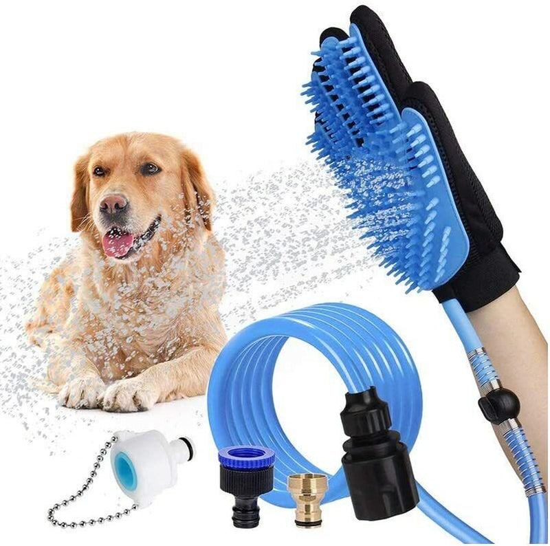 Pet Shower Sprayer Massaging Glove Pet Scrubber Attachment Set for Pet Bathing, Dog Shower Sprayer with 98.5 Inches Hose & 3 Adapters