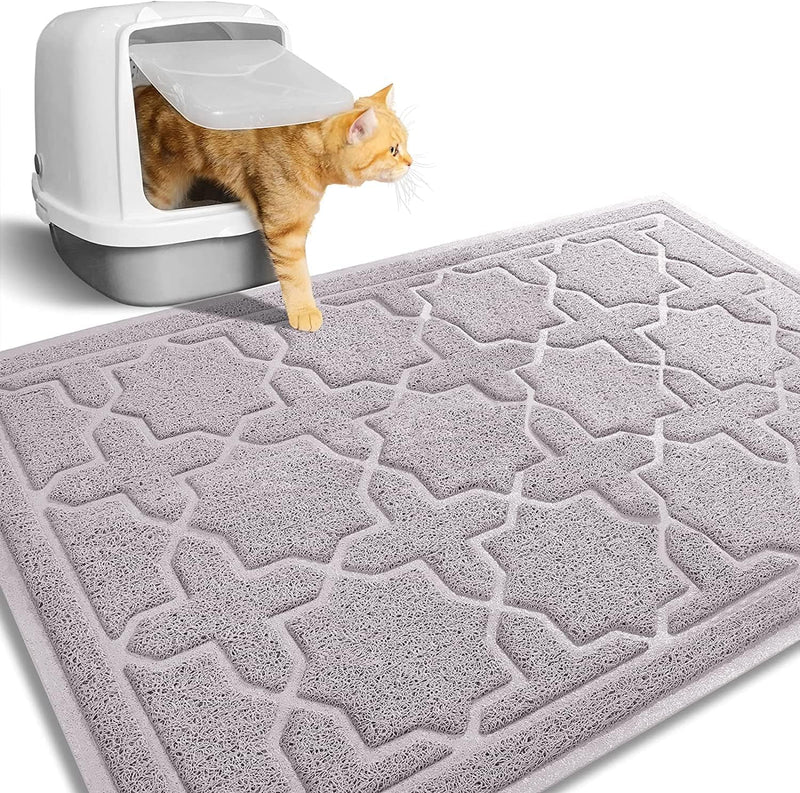 Cat Litter Mat, 24"X20" Litter Box Mat with Litter Lock Mesh, Soft Durable Cat Litter Mat Litter Trapping Mat, Easy to Clean, Non-Slip, Water Resistant, Litter Free Floors, Light Coffe