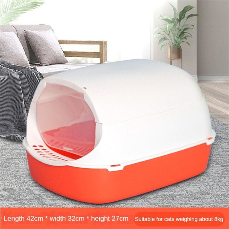 Front Lift Cover Closed Sandbox Fully Enclosed Pet Litter Box Clean Basin Cat Litter Basin Odor Proof Pet Accessories with Spoon