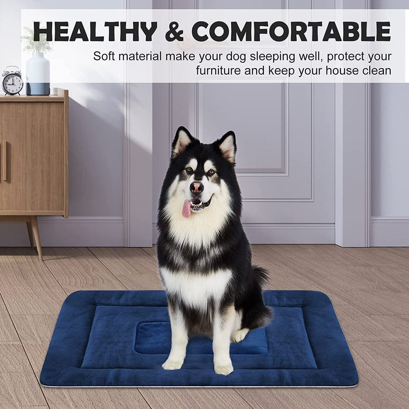 PROCIPE Pet Bed Washable Dog Crate Mat Anti-Slip Pads for Small Medium Dog 35 Inch Blue