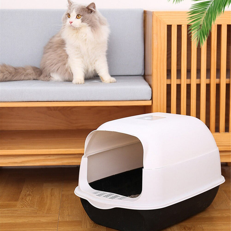 Front Lift Cover Closed Sandbox Fully Enclosed Pet Litter Box Clean Basin Cat Litter Basin Odor Proof Pet Accessories with Spoon