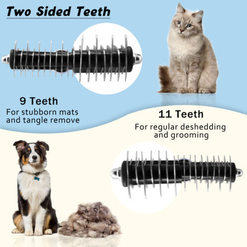 Professional 2 Sided Undercoat Dog Cat Shedding Comb Brush Pet Grooming Tool