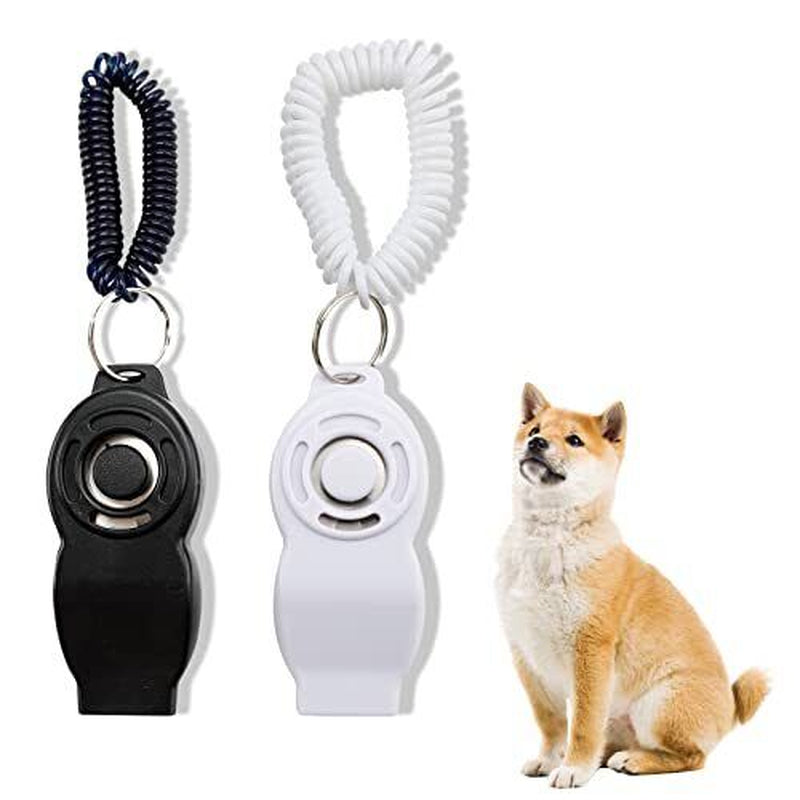 2PCS Dog Training Clicker and Whistle with Wrist Strap 2 in 1 Pet Fee...