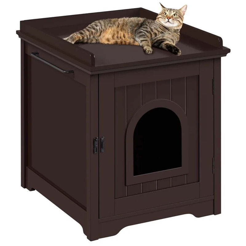 Pet Cat Hidden Litter Box Furniture Nightstand End Table Enclosure Shelter House