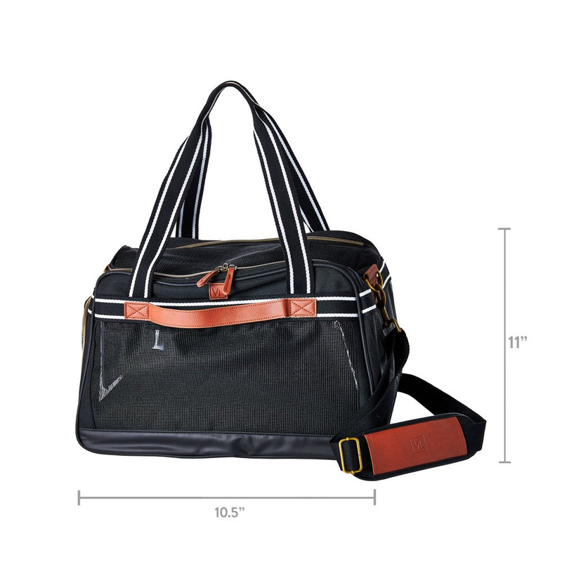 Vibrant Life Small Pet Travel Carrier, Black and Tan, 17" X 10.5" X 11"