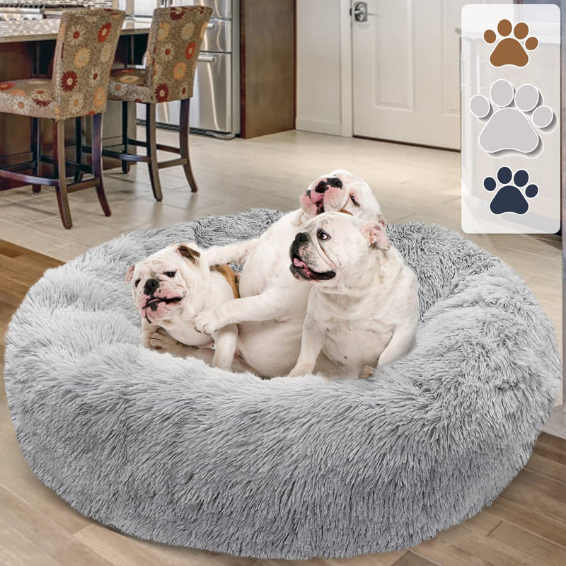 Calming Dog Bed, Anti-Anxiety Donut Medium Dogs Cuddler Bed, Washable Durability