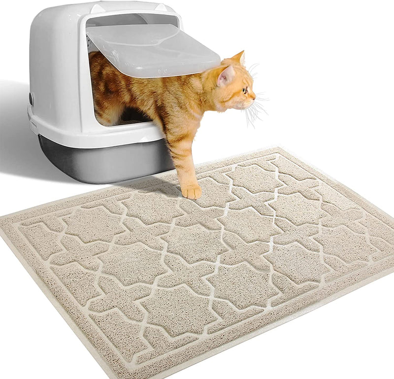 Cat Litter Mat, 24"X20" Litter Box Mat with Litter Lock Mesh, Soft Durable Cat Litter Mat Litter Trapping Mat, Easy to Clean, Non-Slip, Water Resistant, Litter Free Floors, Light Coffe