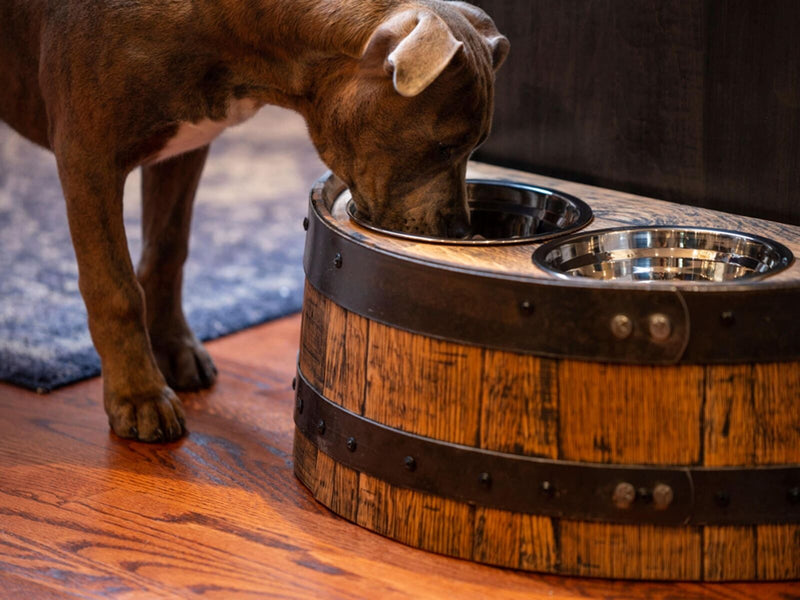 Bourbon Barrel Dog Bowl Holder - Pet Supplies Free Shipping