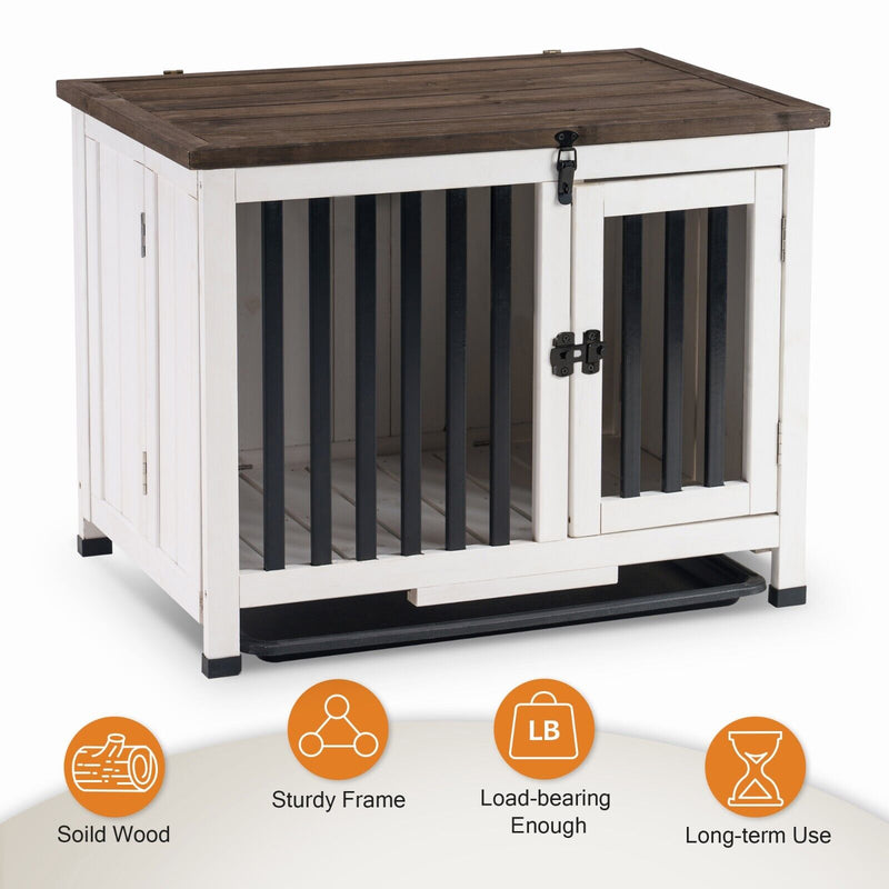 Lovupet Wooden Dog Crate Furniture, No Assembly Portable Small Pet Crate, 0651