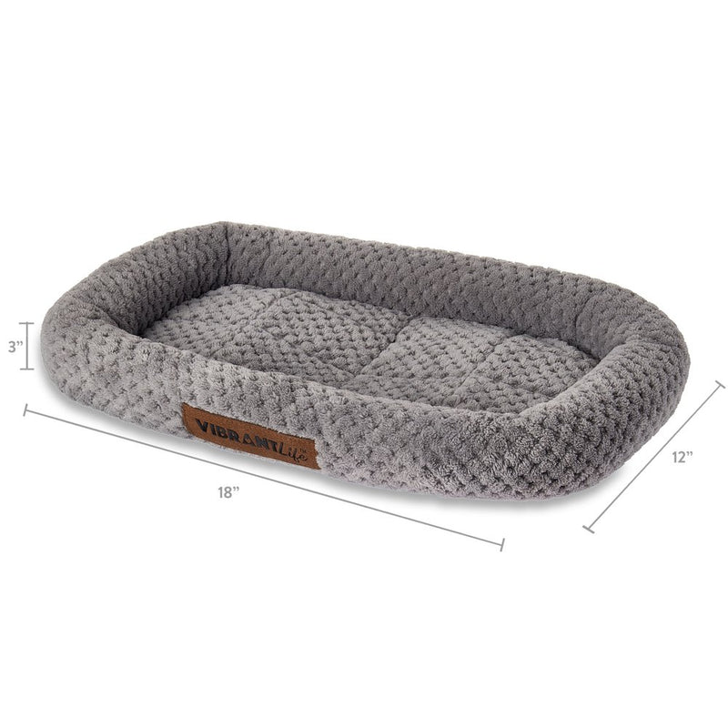 Vibrant Life X-Small Cozy Luxe Dog Crate Mat Pet Bed, Machine-Washable, Gray, 18"