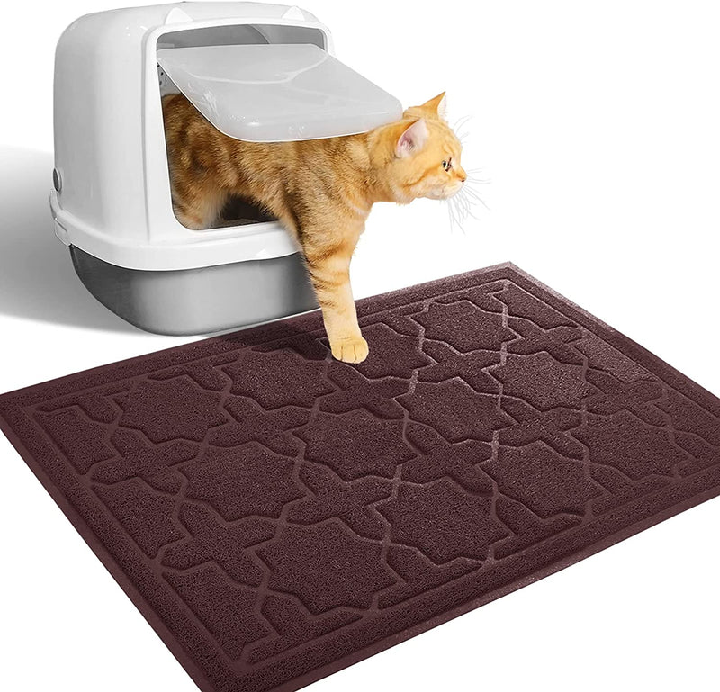 Cat Litter Mat, 24"X20" Litter Box Mat with Litter Lock Mesh, Soft Durable Cat Litter Mat Litter Trapping Mat, Easy to Clean, Non-Slip, Water Resistant, Litter Free Floors, Light Coffe