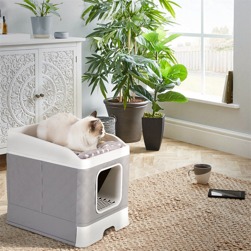 Bingopaw High Quality Jumbo Cat Litter Box Cat Odorless Enclosed Pan Tray House