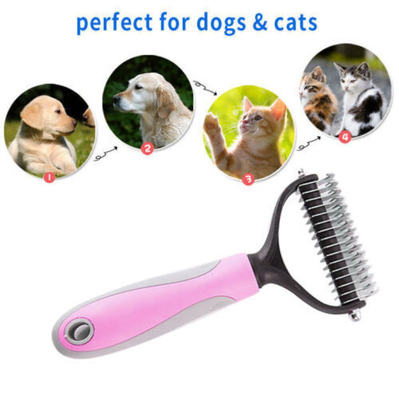 Professional 2 Sided Undercoat Dog Cat Shedding Comb Brush Pet Grooming Tool