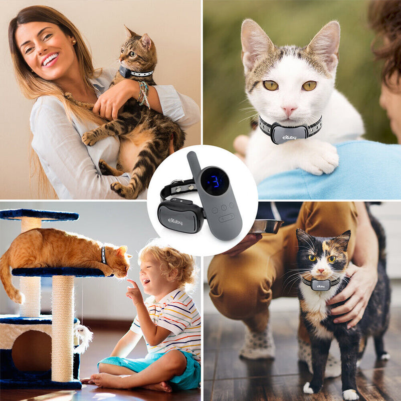 Exuby - Gentle Cat Shock Collar W/Remote & Bell - Designed for Training Cats
